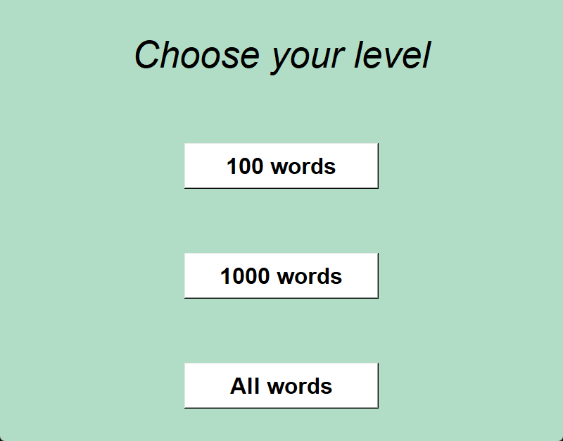 The level screen