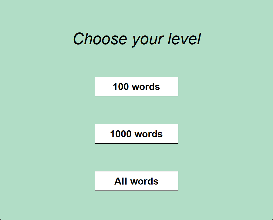 The level screen