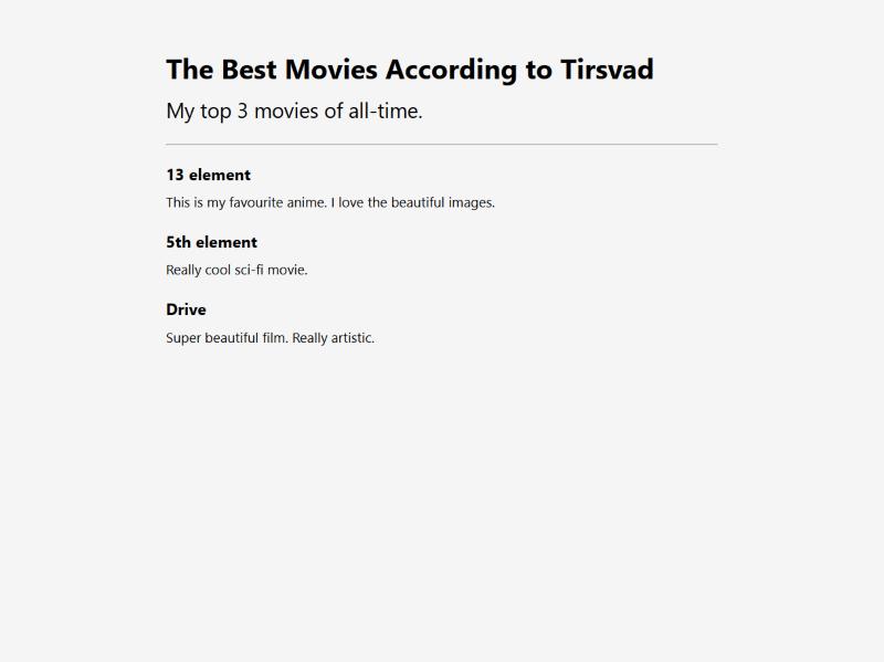 The Best Movies According to Tirsvad