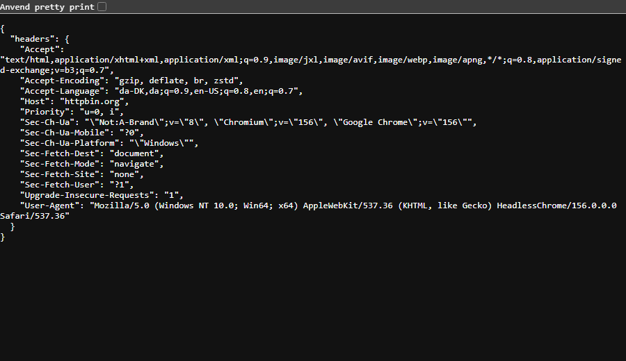 Headers sent by a browser